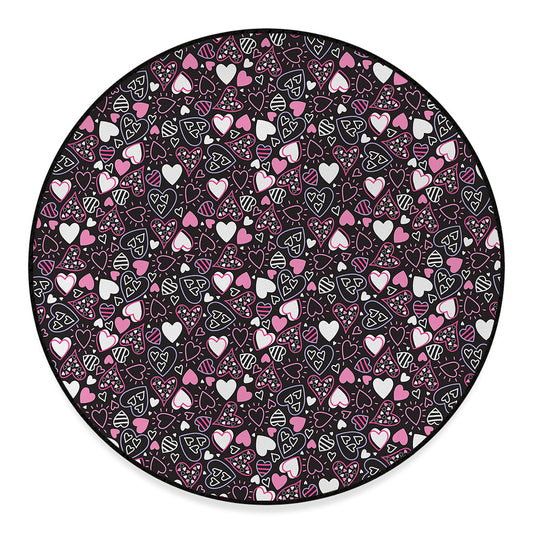 Cute Girly Heart Pattern Print Round Floor Mat