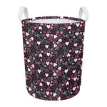 Cute Girly Heart Pattern Print Round Laundry Basket