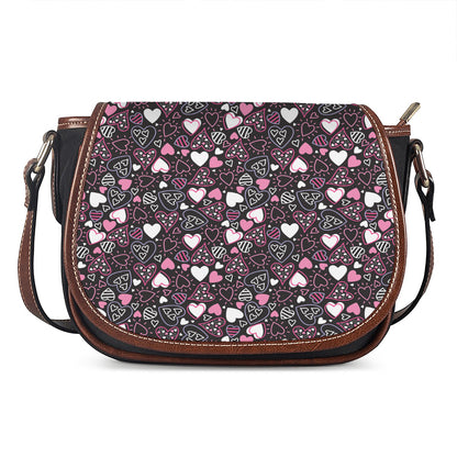 Cute Girly Heart Pattern Print Saddle Bag