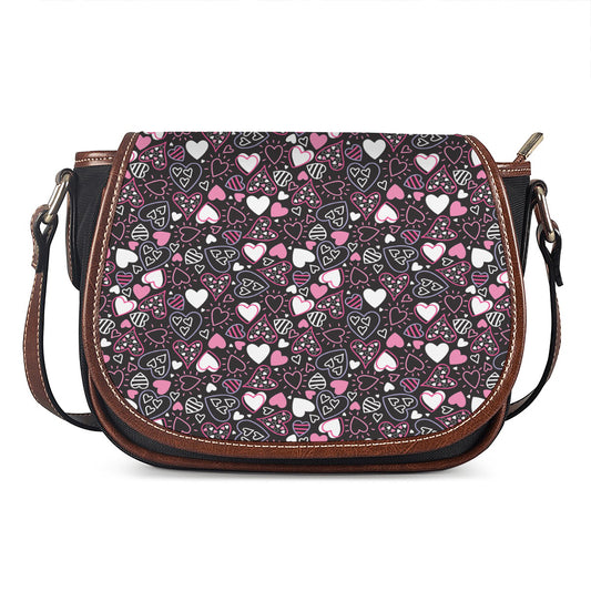 Cute Girly Heart Pattern Print Saddle Bag