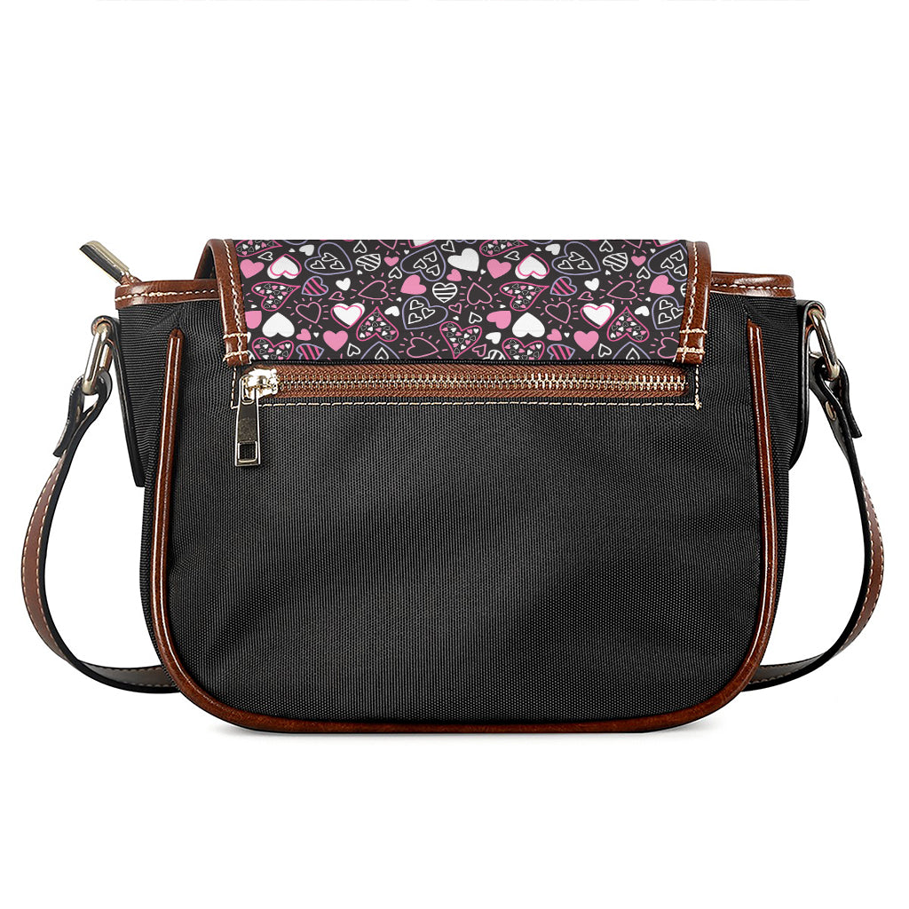 Cute Girly Heart Pattern Print Saddle Bag