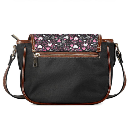 Cute Girly Heart Pattern Print Saddle Bag