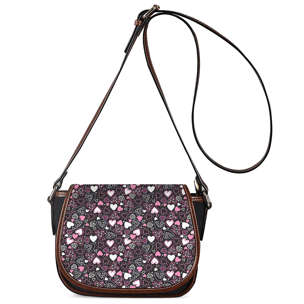 Cute Girly Heart Pattern Print Saddle Bag