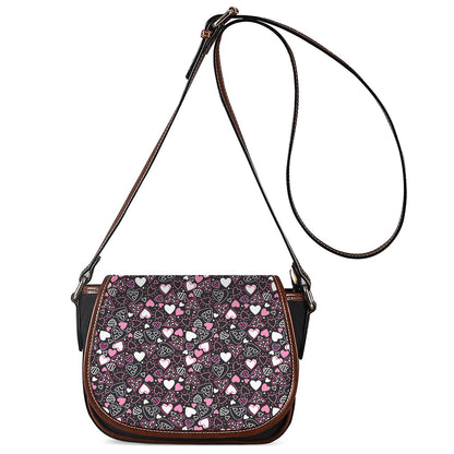 Cute Girly Heart Pattern Print Saddle Bag