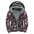 Cute Girly Heart Pattern Print Sherpa Lined Zip Up Hoodie