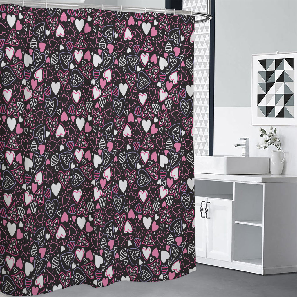 Cute Girly Heart Pattern Print Shower Curtain