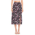 Cute Girly Heart Pattern Print Side Slit Midi Skirt