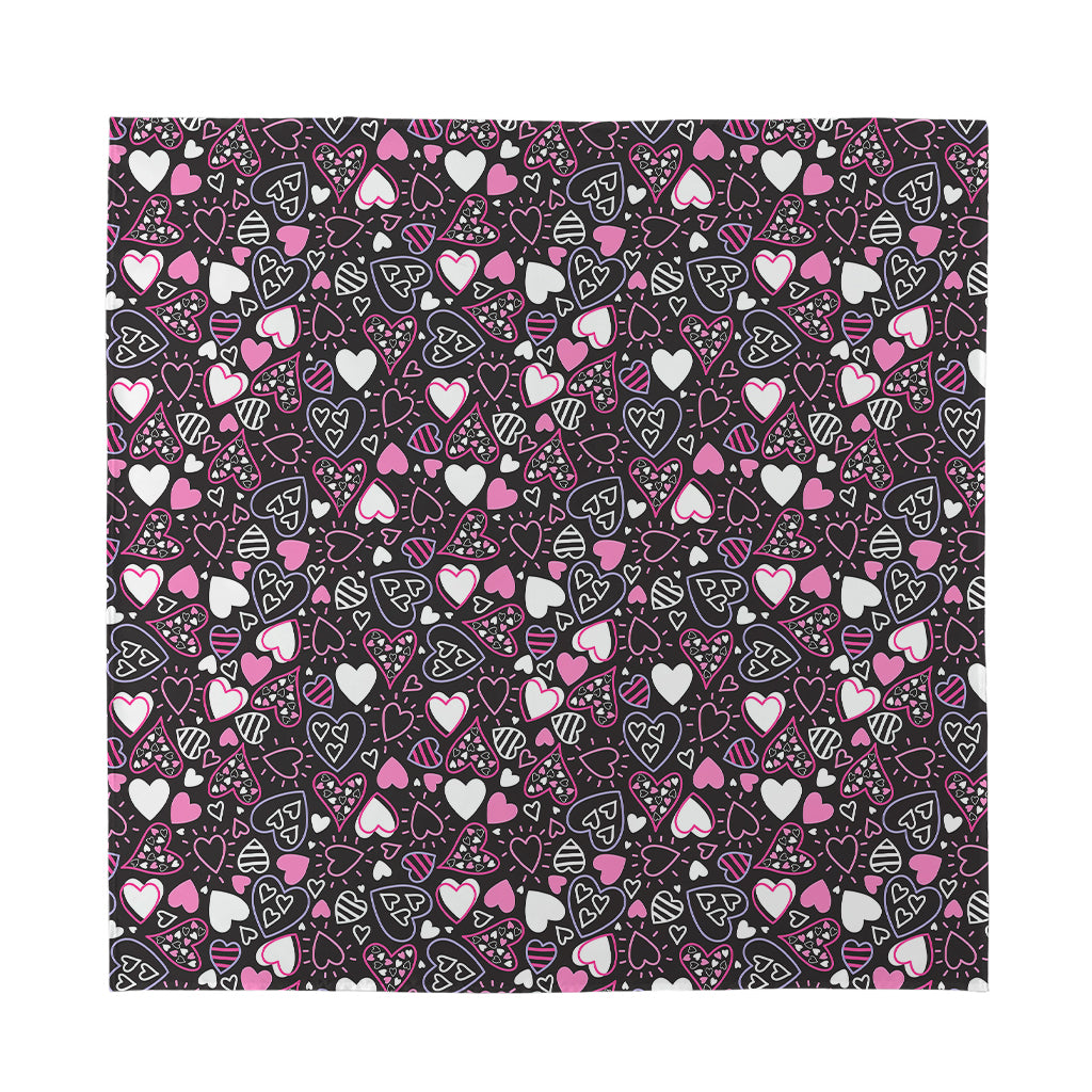 Cute Girly Heart Pattern Print Silk Bandana