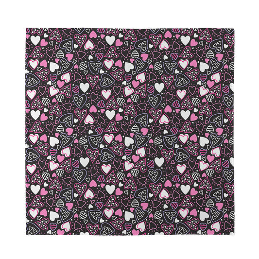 Cute Girly Heart Pattern Print Silk Bandana