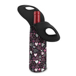 Cute Girly Heart Pattern Print Single Neoprene Wine Tote
