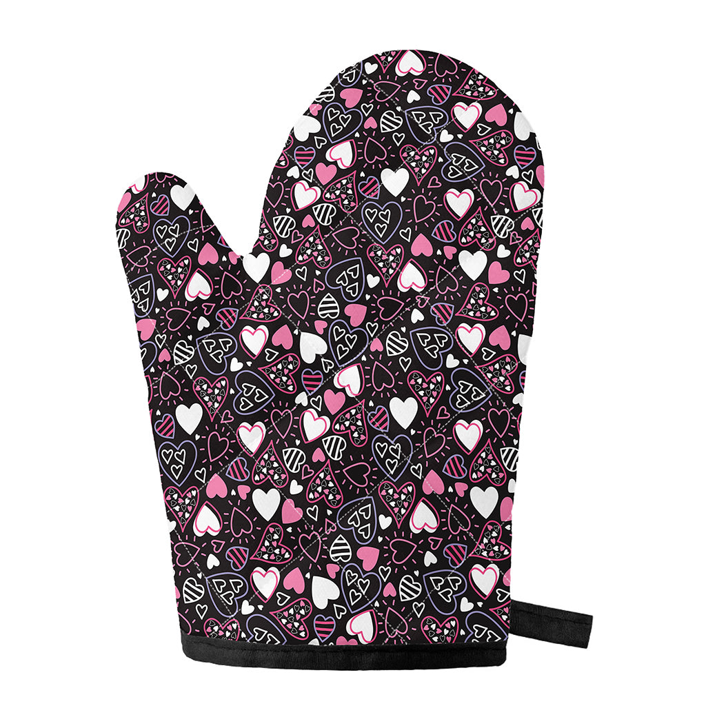 Cute Girly Heart Pattern Print Single Oven Mitt