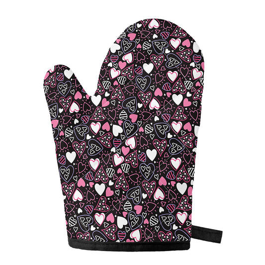 Cute Girly Heart Pattern Print Single Oven Mitt