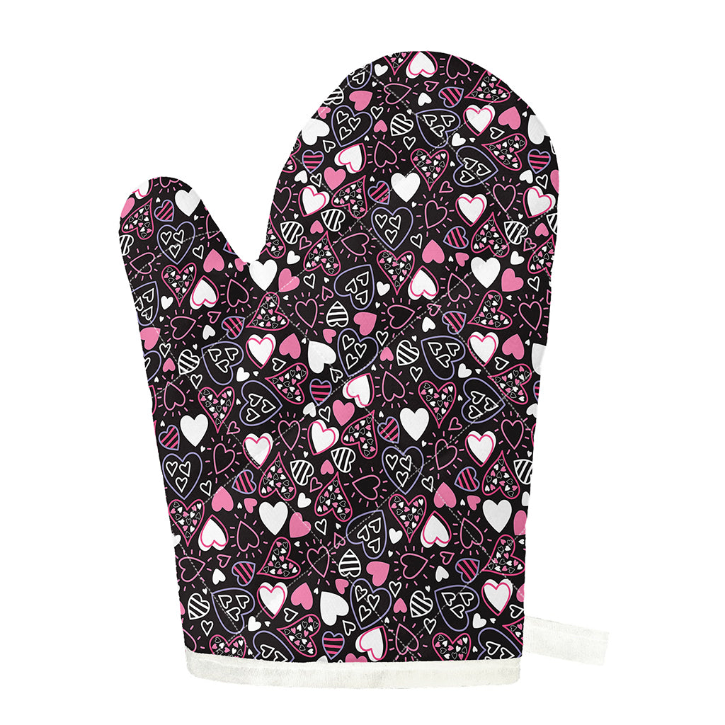 Cute Girly Heart Pattern Print Single Oven Mitt