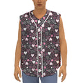 Cute Girly Heart Pattern Print Sleeveless Baseball Jersey