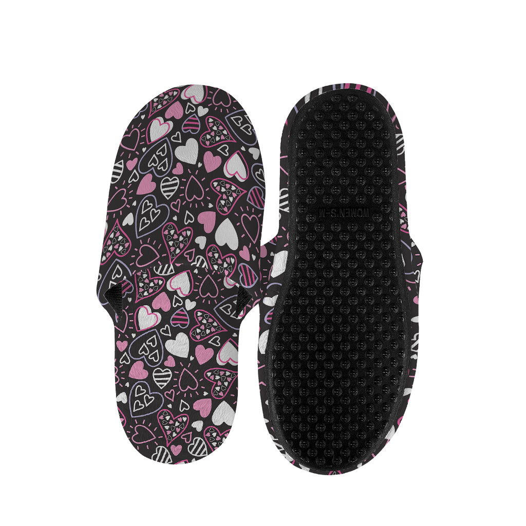 Cute Girly Heart Pattern Print Slippers