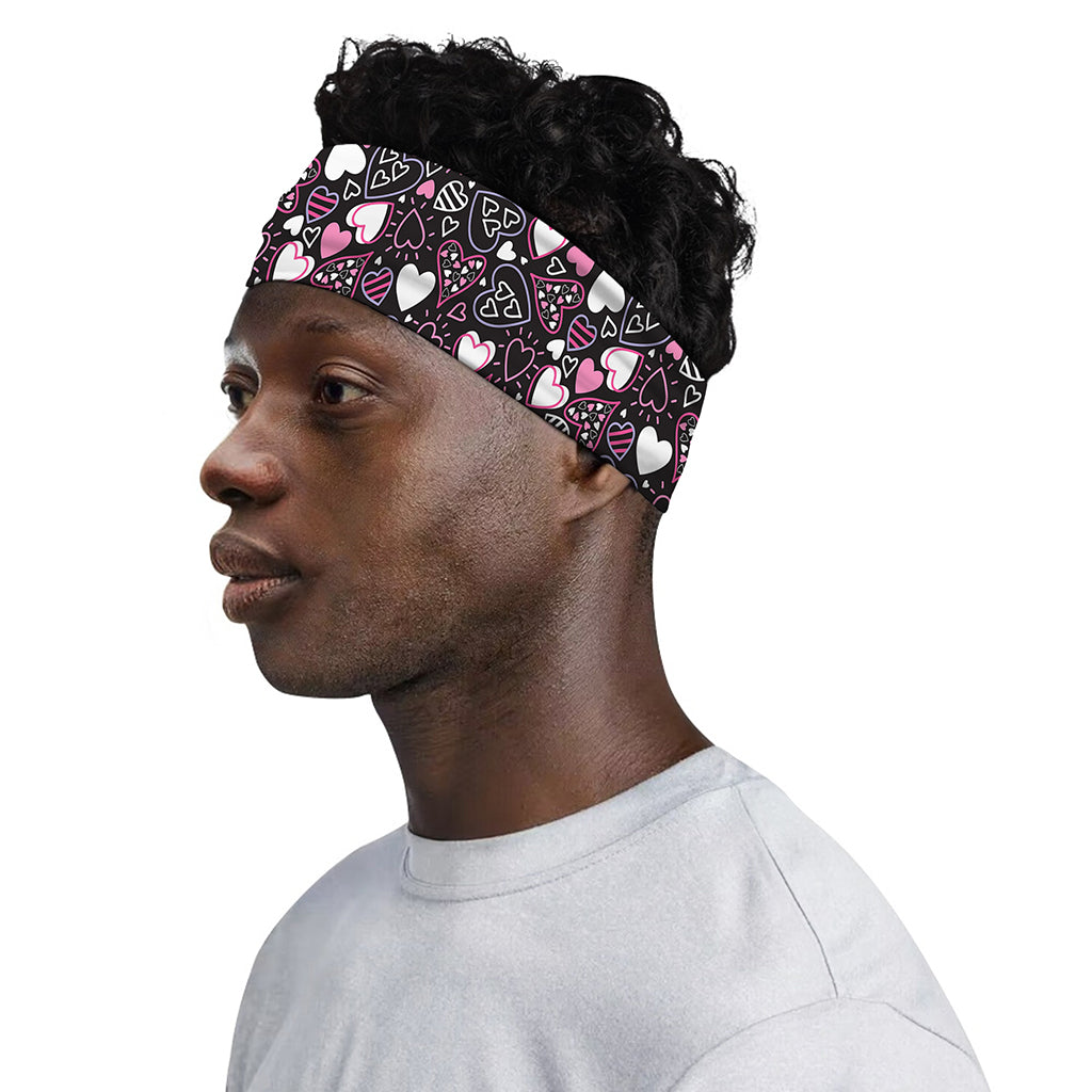 Cute Girly Heart Pattern Print Sports Headband