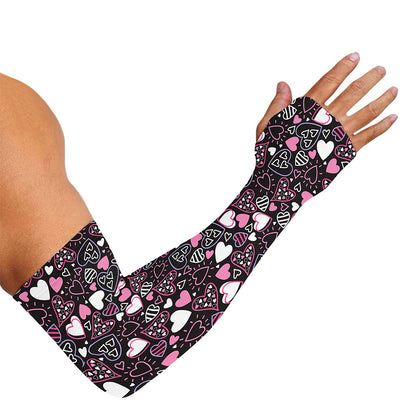 Cute Girly Heart Pattern Print Sun Protection Arm Sleeves