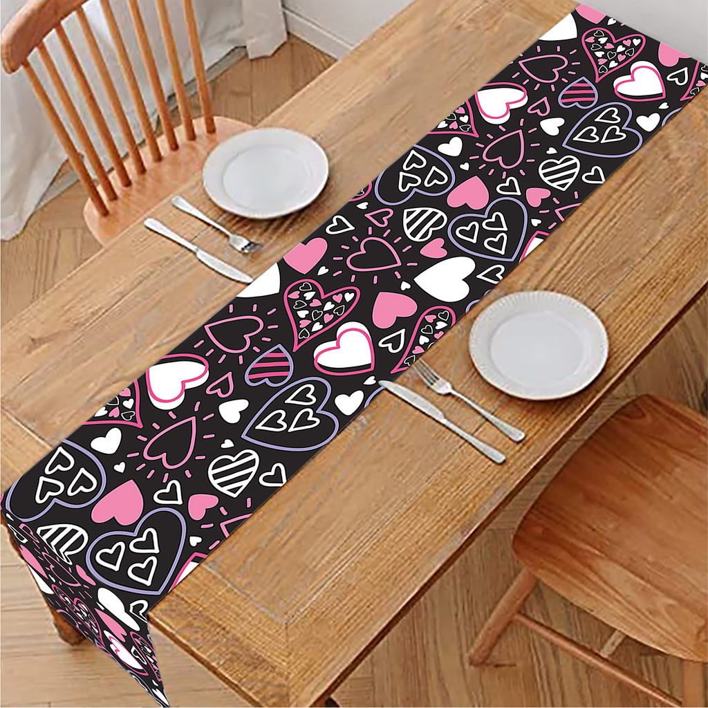 Cute Girly Heart Pattern Print Table Runner