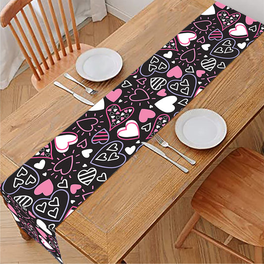 Cute Girly Heart Pattern Print Table Runner