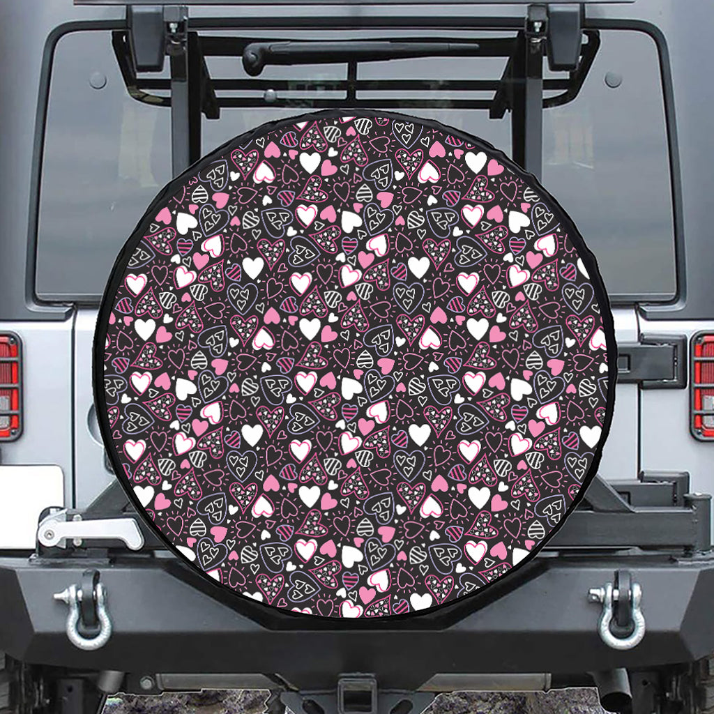 Cute Girly Heart Pattern Print Tire Cover