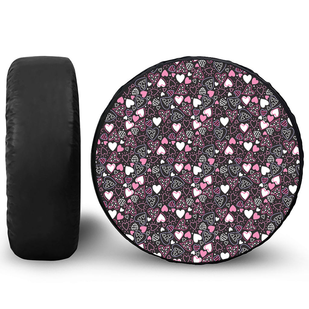 Cute Girly Heart Pattern Print Tire Cover