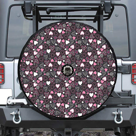 Cute Girly Heart Pattern Print Tire Cover With Camera Hole