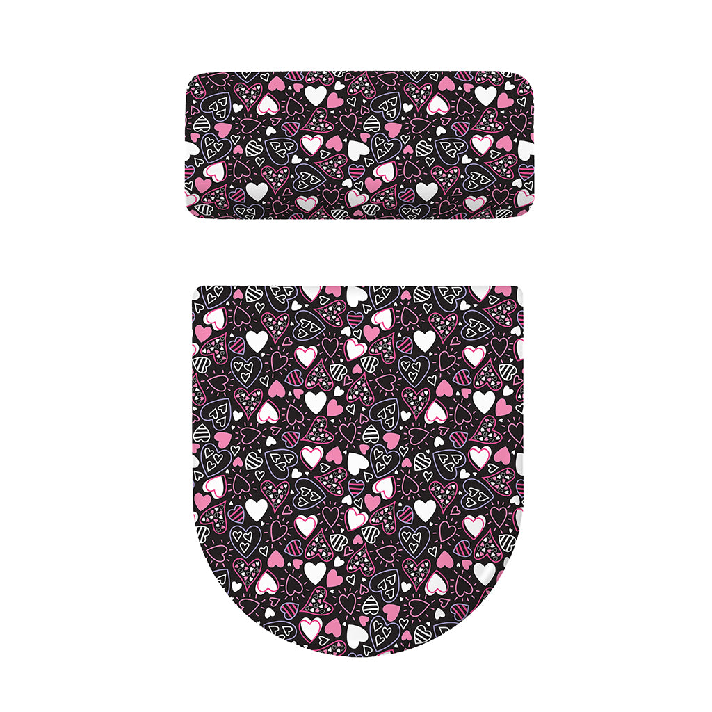 Cute Girly Heart Pattern Print Toilet Lid And Tank Cover Set