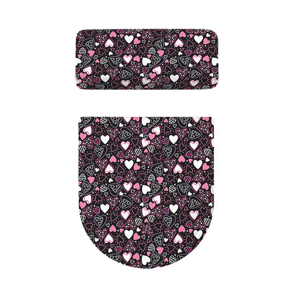 Cute Girly Heart Pattern Print Toilet Lid And Tank Cover Set