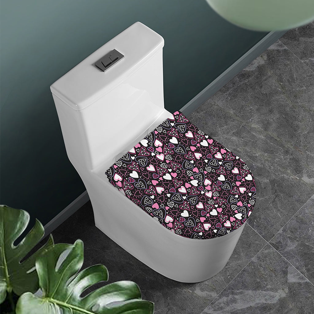 Cute Girly Heart Pattern Print Toilet Lid Cover