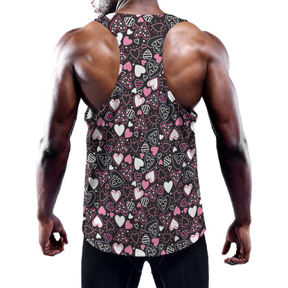 Cute Girly Heart Pattern Print Training Tank Top