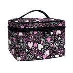 Cute Girly Heart Pattern Print Travel Makeup Bag