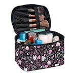 Cute Girly Heart Pattern Print Travel Makeup Bag