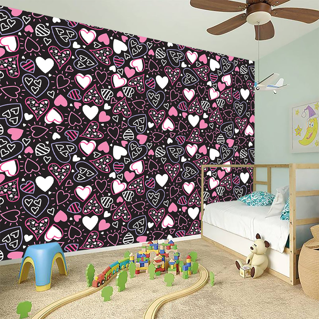 Cute Girly Heart Pattern Print Wall Sticker