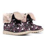 Cute Girly Heart Pattern Print Winter Boots