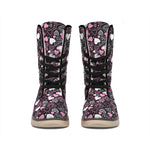 Cute Girly Heart Pattern Print Winter Boots