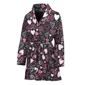 Cute Girly Heart Pattern Print Women's Bathrobe