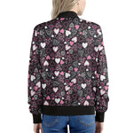 Cute Girly Heart Pattern Print Women's Bomber Jacket