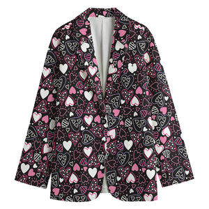 Cute Girly Heart Pattern Print Women's Cotton Blazer