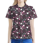 Cute Girly Heart Pattern Print Women's Polo Shirt