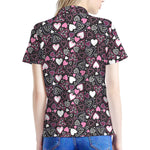 Cute Girly Heart Pattern Print Women's Polo Shirt