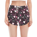 Cute Girly Heart Pattern Print Women's Split Running Shorts