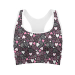 Cute Girly Heart Pattern Print Women's Sports Bra