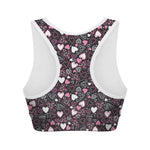 Cute Girly Heart Pattern Print Women's Sports Bra