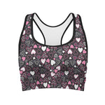Cute Girly Heart Pattern Print Women's Sports Bra