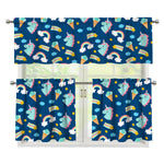 Cute Girly Unicorn Pattern Print 3 Piece Kitchen Curtains