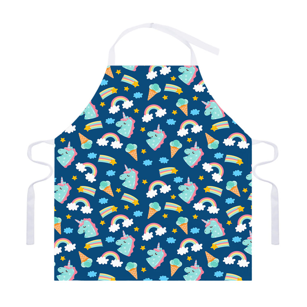 Cute Girly Unicorn Pattern Print Adjustable Apron