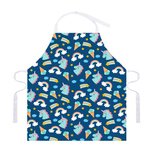 Cute Girly Unicorn Pattern Print Adjustable Apron