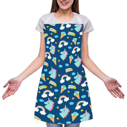Cute Girly Unicorn Pattern Print Adjustable Apron