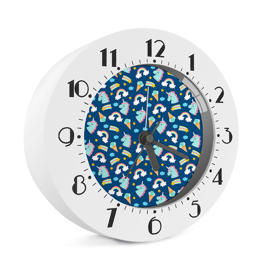 Cute Girly Unicorn Pattern Print Alarm Clock