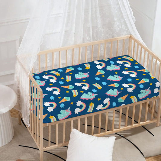 Cute Girly Unicorn Pattern Print Baby Crib Sheet